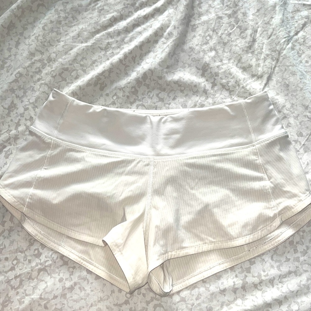 Lululemon speed ups, white, 2.5 length, LR, Size 2!